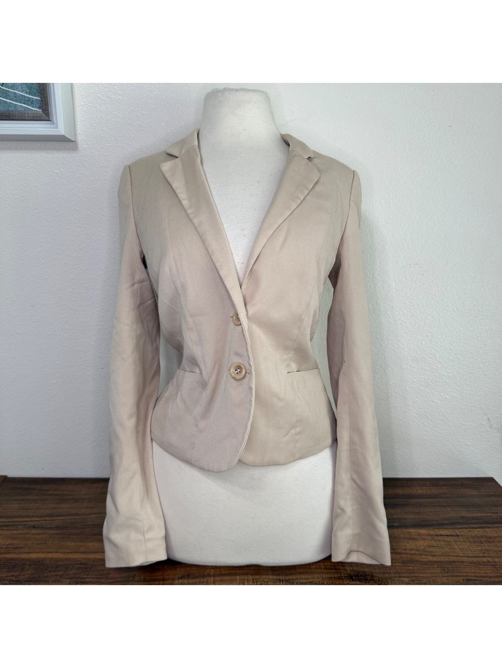 Divided by H&M Beige Blazer with Bow Print Lining Size 4